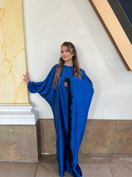 Abaya à Plumes Bleu Nuit