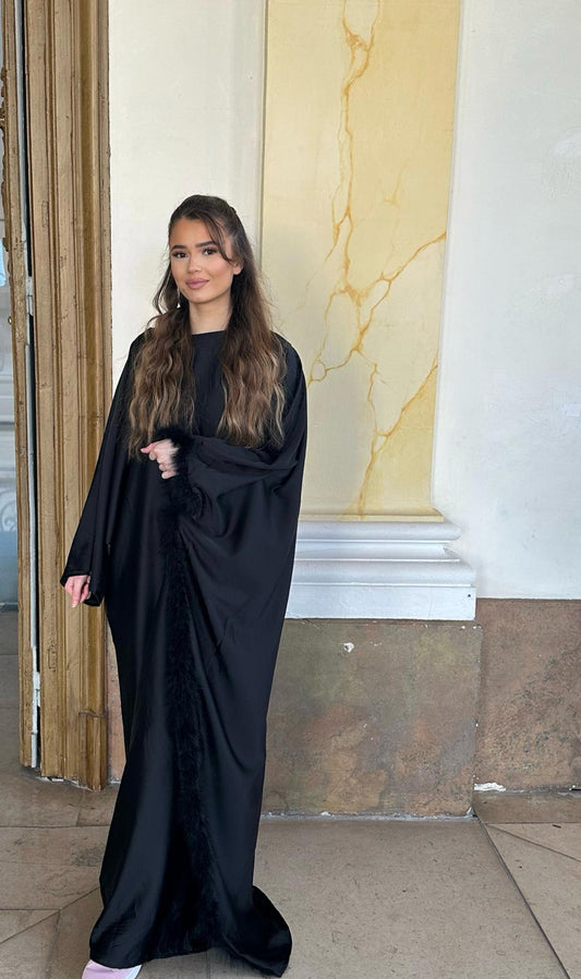 Abaya à Plumes Noir